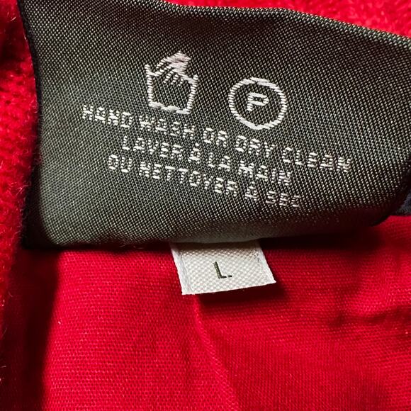 Carraig Donn Ireland Full Zip 100% Pure New Wool Red Cable Knit Sweater Size L - Picture 5 of 7